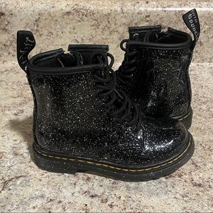 Dr. Martens Black Glitter Lace Up Boots